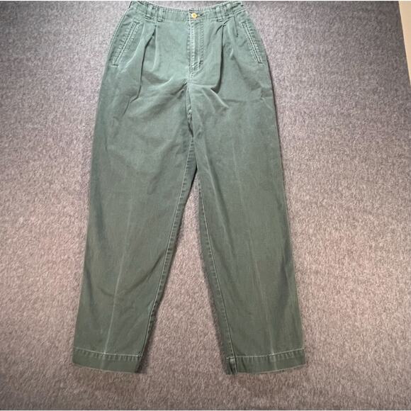 Vintage Russ Sport Company Green Pleated Cotton Pants Women’s High Rise 100% cot - Picture 1 of 8